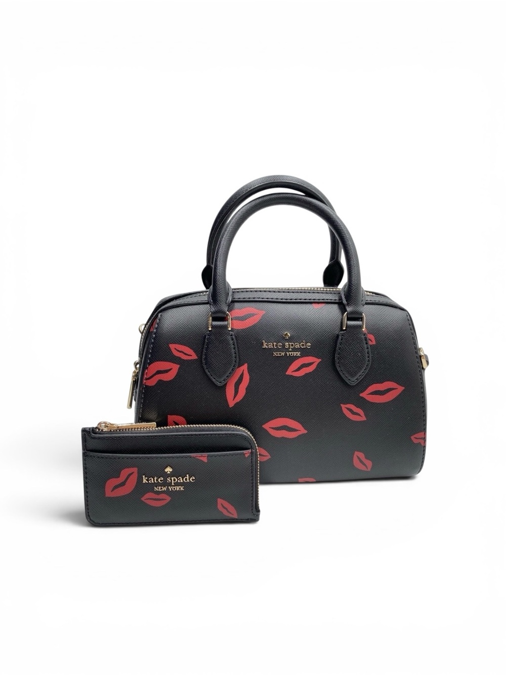 KATE SPADE MADISON LIP TOSS DUFFLE CROSSBODY & KS MADISON LIP TOP ZIP CARD CASE